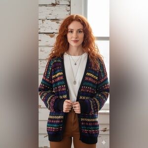 Vintage Peadys Rainbow Alpaca Wool Cardigan Sweater